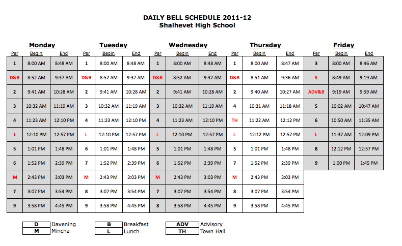 2011-12 Regular Bell Schedule