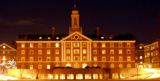 LOCKED DOWN: Trevor Brandt-Sarif '10 spent Friday in his dorm room at Pforzheimer Hall (pictured) during the hunt for the remaining Boston Marathon suspect.