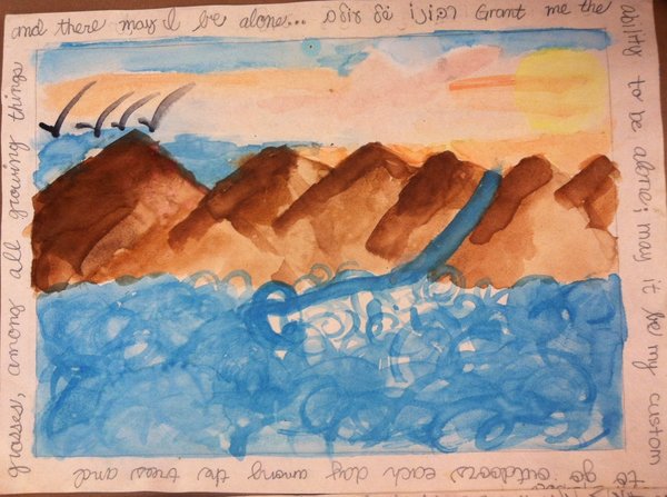 SPIRITUALITY: In these unsigned pictures from Roen's student files, sophomores painted in response to Rabbi Nachman's "Master of the Universe" prayer.