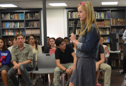 CAMPAIGN: Hannah-Leeba Ellenhorn addressed Town Hall Sept. 12 after showing a video promoting her candidacy.