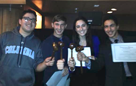 WINNERS: Jonah Gill, Boaz Willis, Sigal Spitzer and Daniel Soroudi celebrated this morning in Washington, D.C., after the Firehawk debate team learned of its awards this morning at the Princeton Model Congress competition.