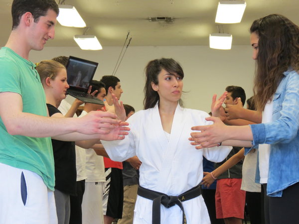 MULTICULTURAL: Soolmaz Abooali leads a karate workshop at the Rokah family’s karate studio May 4.