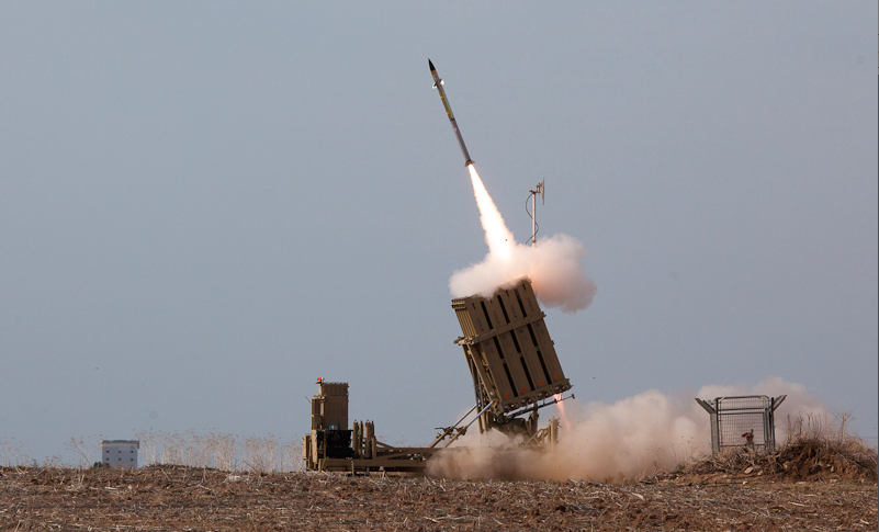 DEFENSE: Iron Dome missiles intercepting rockets sent by Hamas toward Israeli population centers. According to jpost.com, Iron Dome shot down 735 missiles of 3,659 that were fired.