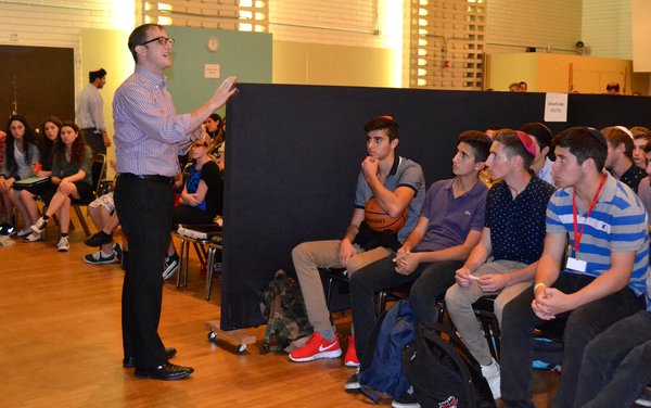 ASSEMBLY: Rabbi Segal answers questions Oct. 28 after Mr. Buckley resigned.