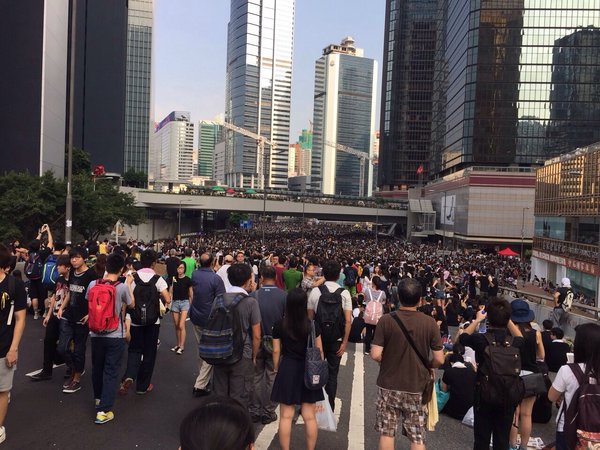 DEMONSTRATION: Protesters call for democracy in Hong Kong after China decides to name candidates in upcoming election. 