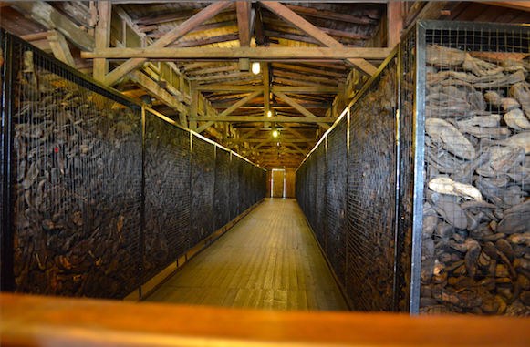 GODS ABSENCE: One barracks at Majdanek is filled with thousands of shoes taken from prisoners as they arrived.