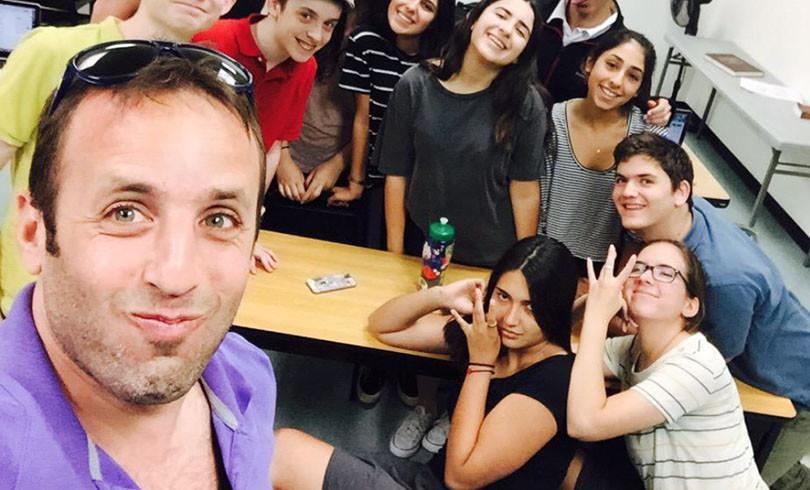 SELFIE: Mr. Danovitch captures a photo of one of his final Brit. Lit. classes at the JCC in June.