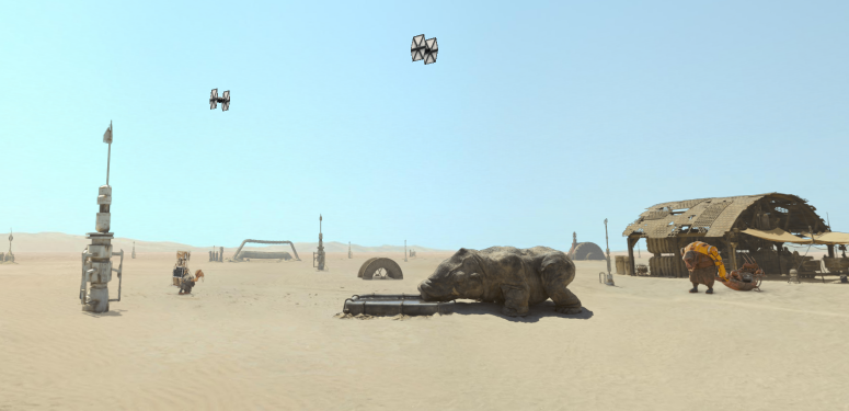 A desert town on planet Jakku in Star Wars: The Force Awakens