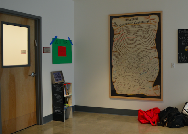ABRIDGED: The Just Community Constitution that hangs outside second-floor administrative offices contains less than a third of the original document.