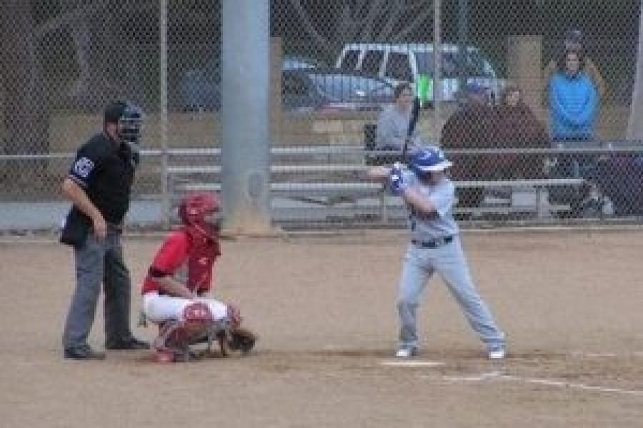 SWING: Jake Hofheimer batted and junior Alex Silberstein caught for the Firehawks as New Roads defeated Shalhevet 7 - 2  in Santa Monica April 13.