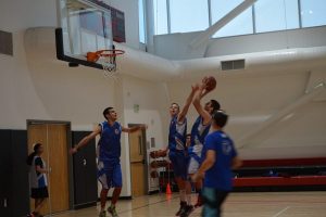 WARMUP: Members of the Elitzur Petach-Tikvah basketball team from Israel practiced in the gym Nov. 9.