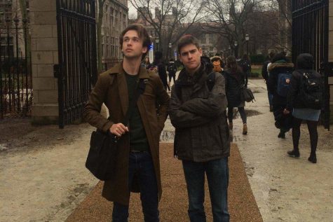 VALUES: Alumni David Lorell, left, and Daniel Steinberg, freshmen at the University of Chicago, say the openness there reminds them of Shalhevet.