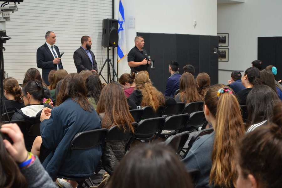 SAFETY: Security team leaders Ivan Wolkind, Charles Law, and Randy Rangel answered student questions in the gym. 
