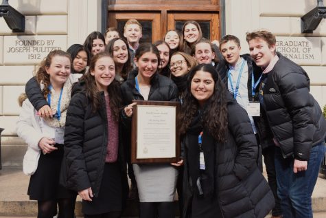  WINNERS:   Boiling Point editors posed in front of Columbia Universitys Pulitzer Graduate School of Journalism with their latest Gold Crown award at the CSPAs Spring Convention in New York City March 16. 