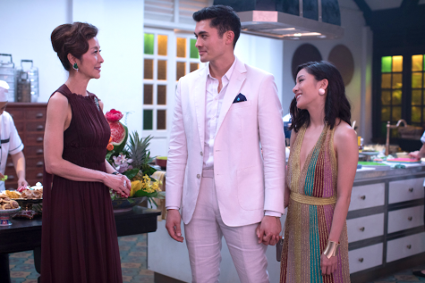 Rachel Chu, right, played by Constance Wu, spends most of the movie trying to gain the approval of her boyfriend’s mother Eleanor, left, played by Michelle Yeoh.