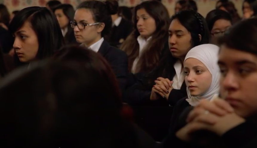 TEEN: Dalya Zeno, second from right, attended a Catholic, all-girls private high school after immigrating from Syria in 2011.