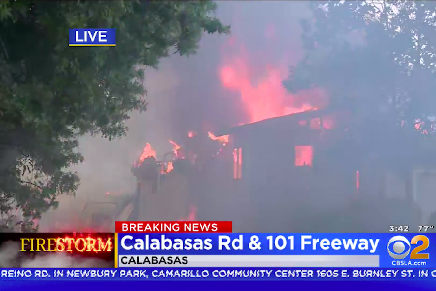 SCHOOL:    The Ilan Ramon Jewish Day School, a K-5 progressive school in Agoura Hills, was in flames Friday afternoon.  News reporters on the scene said separate buildings in the back of the school were still intact at 3:30 pm.