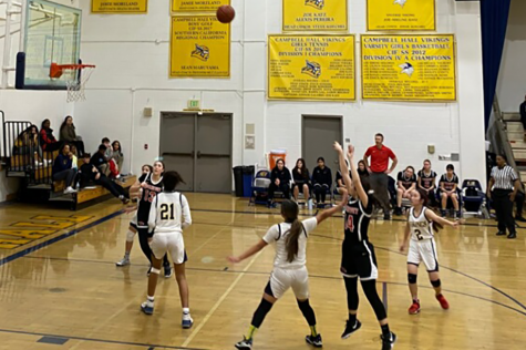 SHOT: Firehawk guard Maital Hiller completes a fade-away jumper in the Shalhevet loss to Campbell Hall 66-63 in overtime Feb. 18. It’s the second year in a row that Firehawks were sent home from the CIF playoffs in overtime.