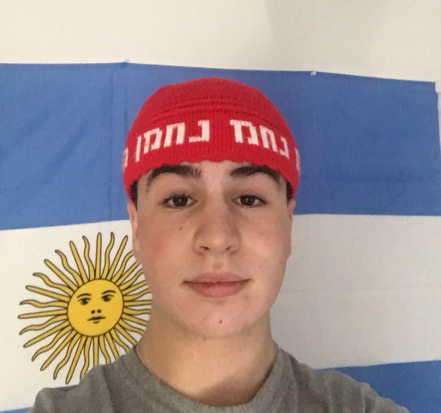 PROUD: A flag of Argentina hangs in Dani Kunin’s room.  