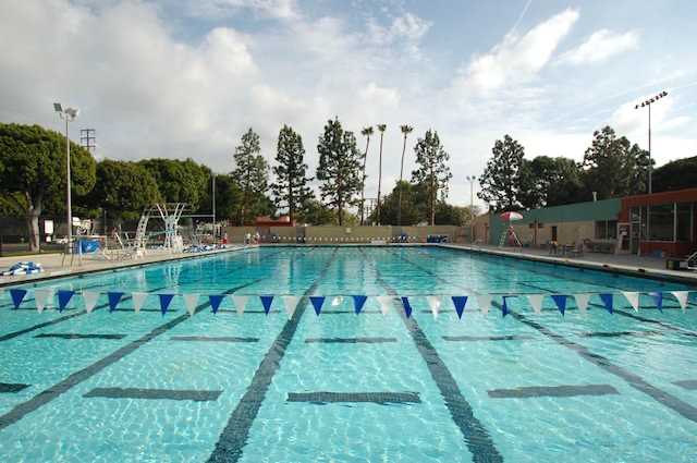 BUSY: When it’s open, Olivia Fishman practices swimming several times a week at the Culver City pool, above.