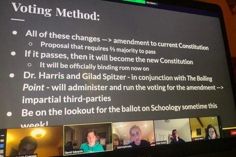 DISCUSSION: David Edwards, last year’s Agenda Chair, led a Zoom Town Hall on May 13 about a proposed new Just Community Constitution.    