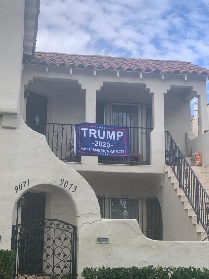 BANNER:  A duplex on Airdrome Street in Pico-Robertson endorsed the president Nov. 1.