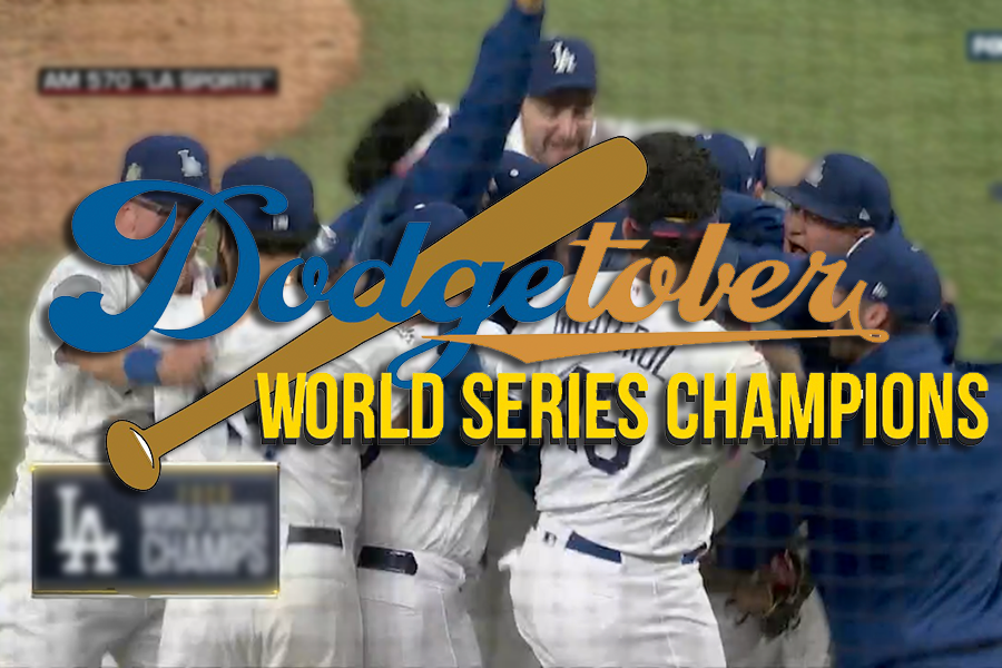 CHAMPIONS: The Dodgers celebrated winning the World Series Oct. 27 at Globe Life Field in Arlington, Tex.