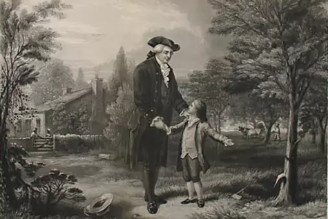 HONEST: This 1867 engraving by John C. McRae refers to a famous myth about George Washington that when he was a boy, he damaged his fathers cherry tree with a hatchett. The story goes that when asked what happened to the tree immediately admitted it, saying, Father, I cannot tell a lie.  In advance of the presidential election, students debated the importance of character traits in 2020.  