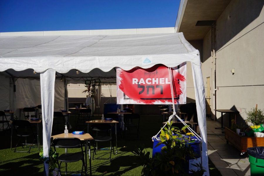  SUNSHINE: Like all the tents where distanced learning happens on campus, the Rachel tent on the third-floor turf has open sides to permit maximum air circulation. There are five such tents on the roof and two additional tents in the parking lot which are also open sided.
