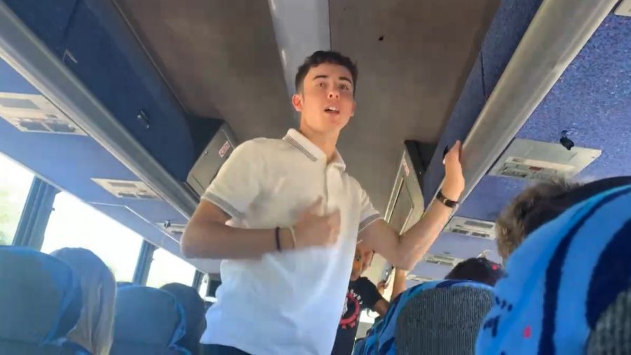 SPEECH: Avi Litvak campaigned for 11th-grade SAC rep on the junior class trip to Phoenix last Friday. The other three grades voted at school.