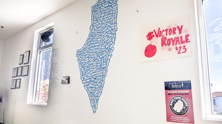 GONE: The Israel sticker mural put up last year is now uncovered
