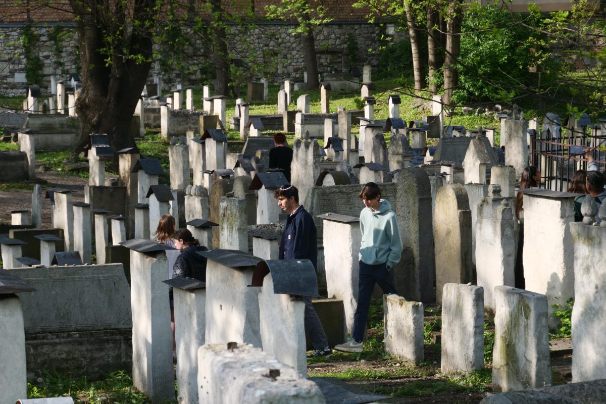 GRAVES: Seniors walked May 12 through the Remah Cemetery in Krakow, a city that was an important center of Jewish life.
