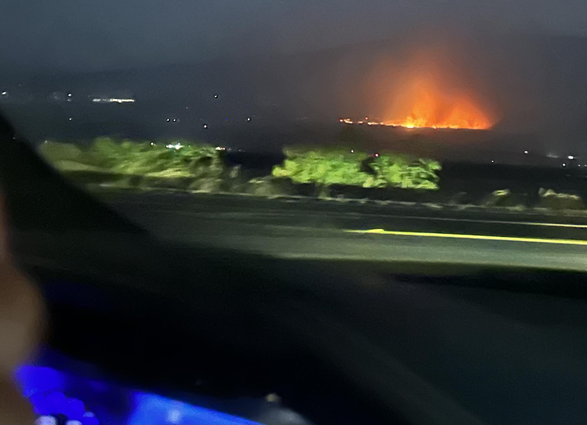 VIEW: The deadly inferno was well ablaze as the Jacobsons waited in traffic on the road back toward Lahaina. “We were lucky we had gone on that day trip, because we were never really close to the fires,” said Ms. Jacobson.