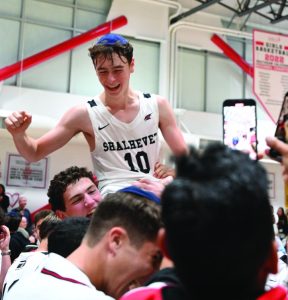 SKILLS: Yakov Liberman, then a sophomore, during Glouberman post-game festivities after the team's 2023 championship win.