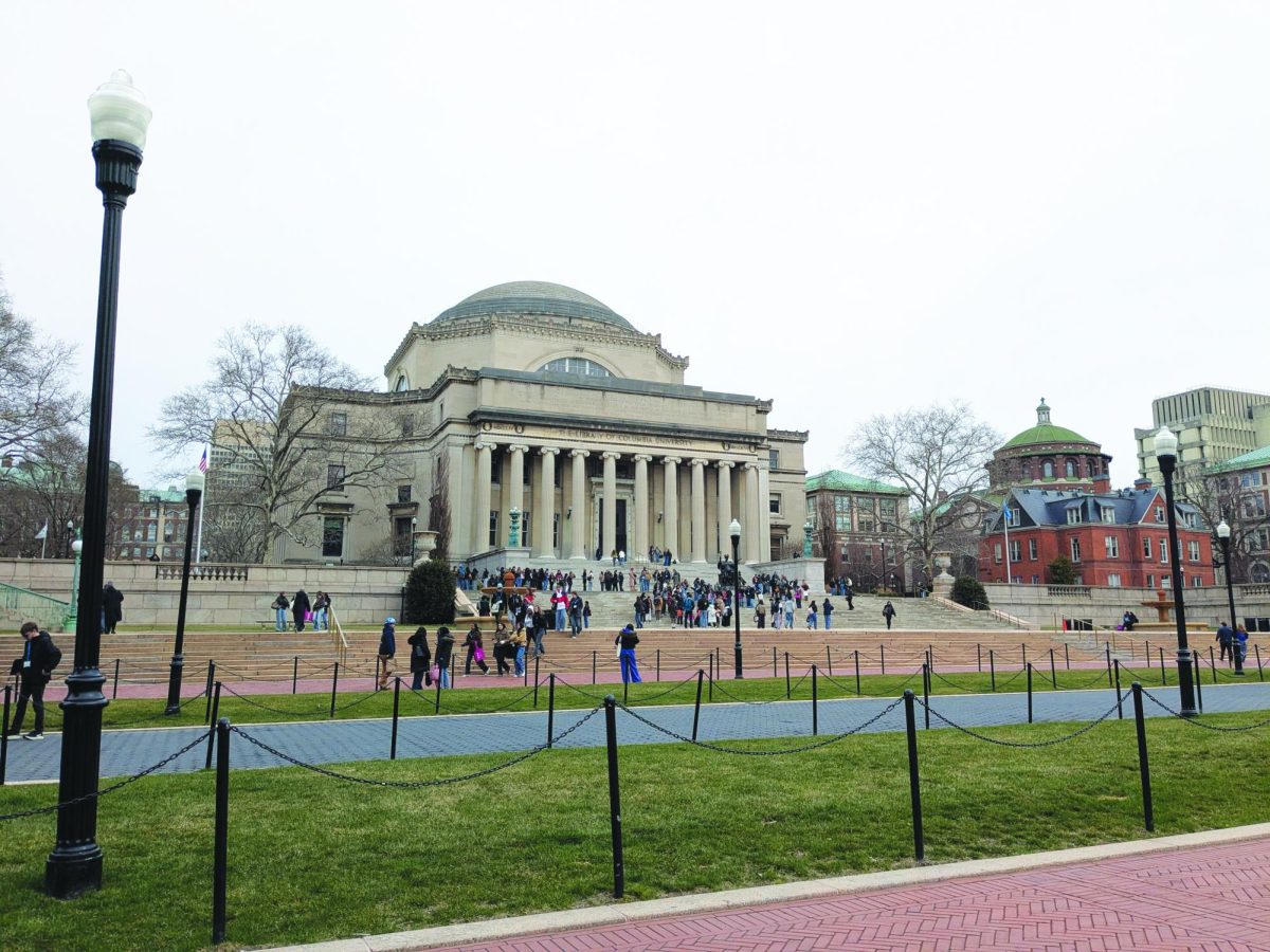 A quiet campus moment near the Columbia University gate during the Columbia Scholastic Press Association Convention.